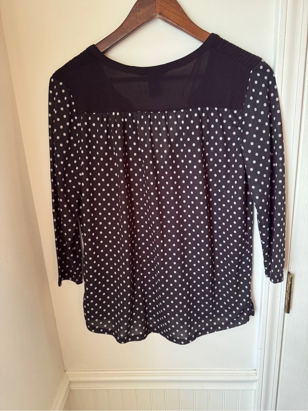 H&M Black and White Polka Dot Blouse Size Small - Picture 2 of 6